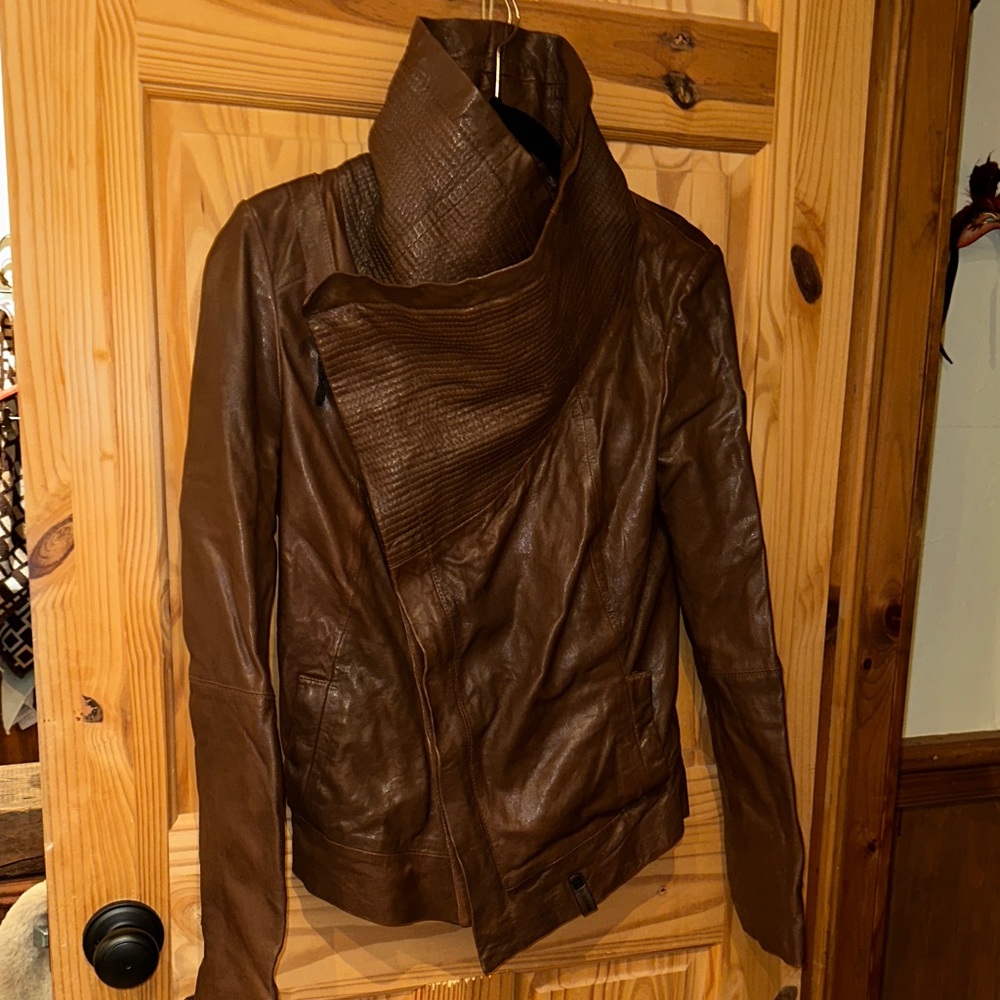 RUDSAK Asymmetrical Brown Leather Jacket